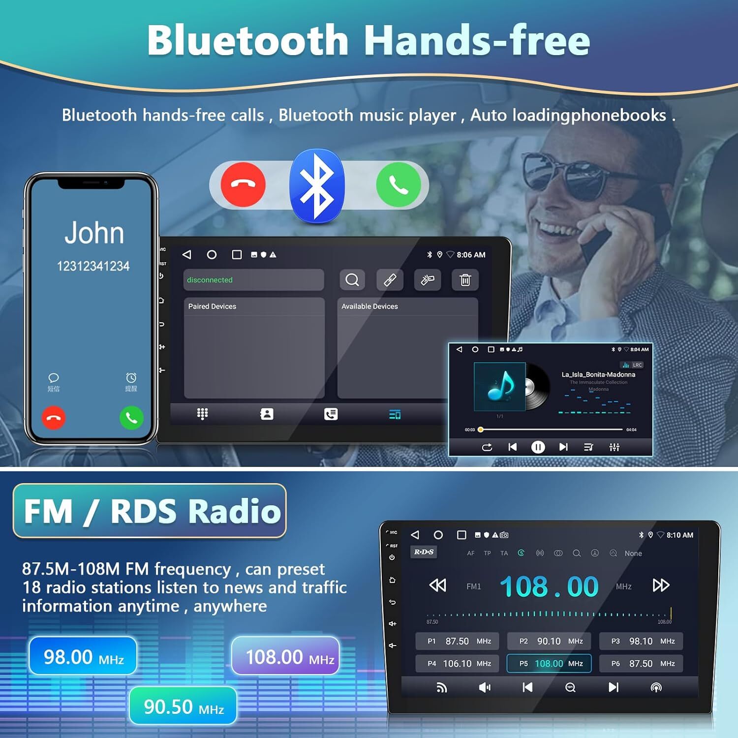 64G FOR 2006-2007 Jeep CommandeR Android13 CarPlay Car Stereo Radio GPS Navi