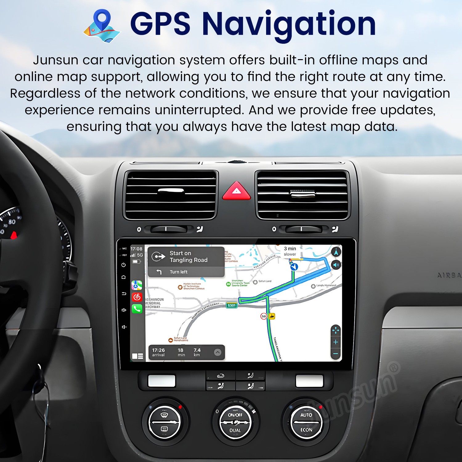 8Core 6+128G Carplay Android 15 Car Stereo Radio GPS Navi For VW Jetta 5 05-2010