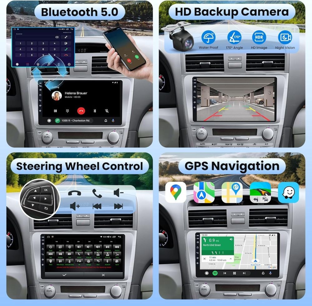 9 Inch For TOYOTA CAMRY 2007-2011 Apple Carplay Android 15 Car Stereo Radio SWC