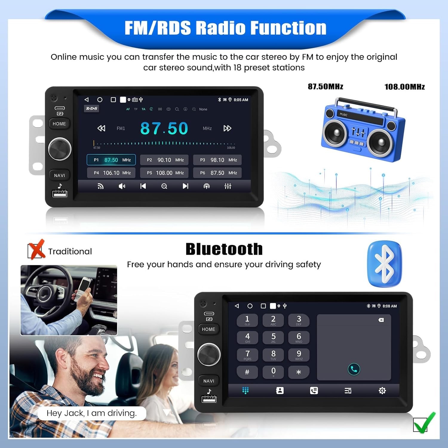 2+64G Android Car Stereo Radio for Chevy Chevrolet Silverado SSR, BT FM/RDS WiFi