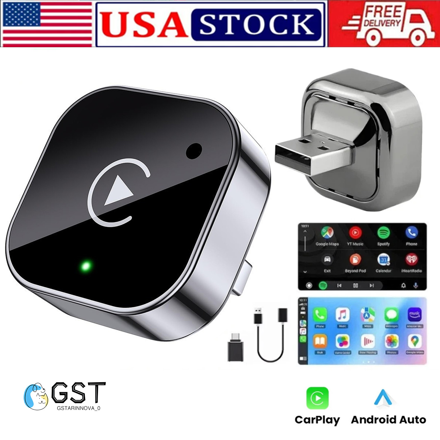 2026 USB Wireless CarPlay Adapter For iPhone Apple Wireless Dongle Plug ＆ Play