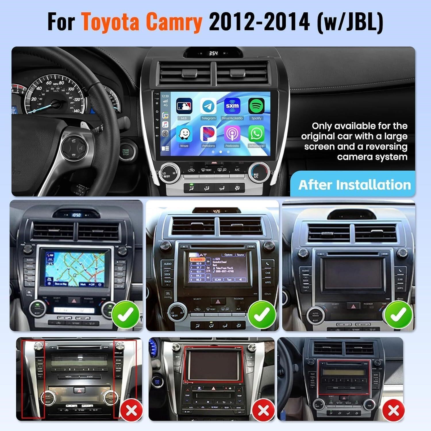 10.1in Android Auto/Carplay Car Radio/Stereo for 2012-2014 Toyota Camery w/JBL