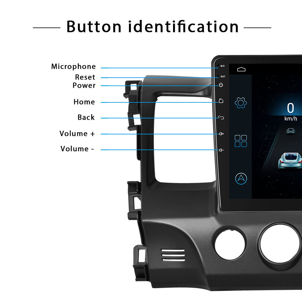 For Honda Civic 2006-2011 Apple CarPlay 10″ Android 13 Car Stereo GPS WiFi 4+64G