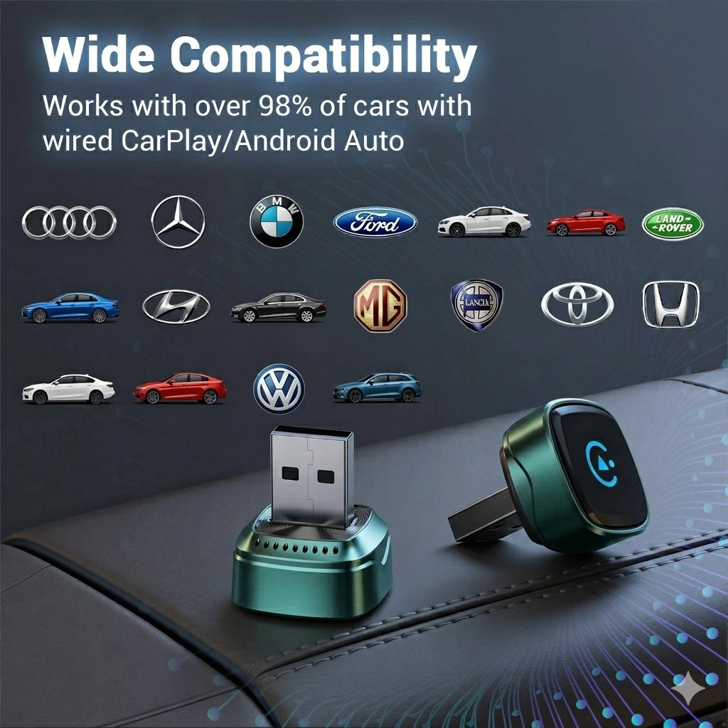 2 in 1 Wireless Android Auto Adapter Carplay Adapter USB Car Dongle Connect Box