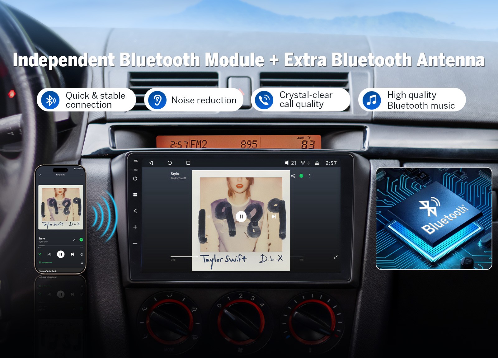 9″ QLED Touch Screen 6+64 Android Auto 14 Car Stereo Radio GPS for Mazda 3 04-09