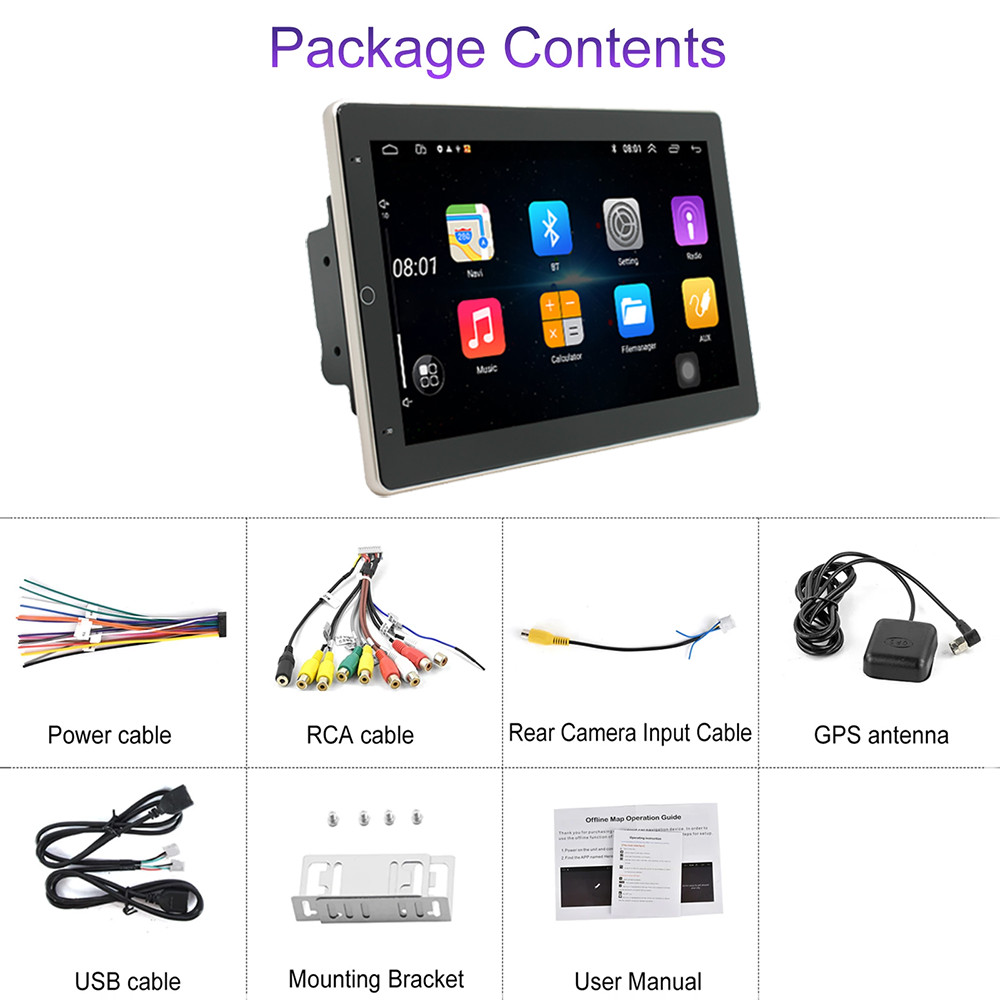 Double 2DIN Rotatable 10.1″ Android 13 Touch Screen Car Stereo Radio GPS Wifi BT