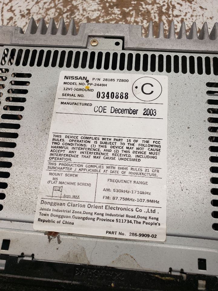 2002-2004 Nissan Xterra Radio AM FMstereo-cd Stereo Receiver OEM 1366333
