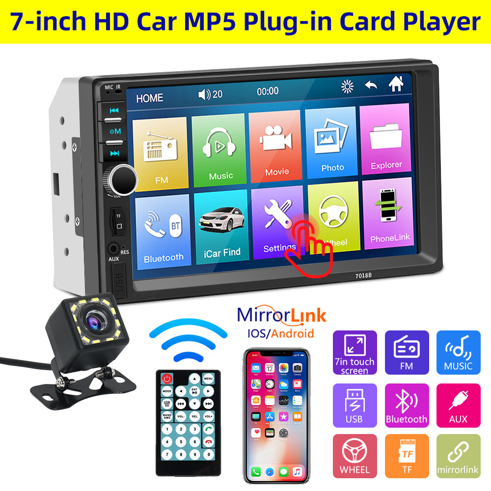 Radio Estereo De Pantalla Coche Carro Auto MP5 Tactil 2 DIN Bluetooth Con Camara