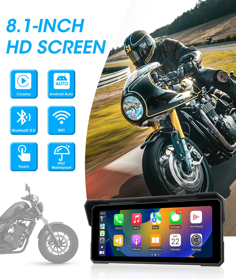 5/6.86/7/8.1 inch Digital Motorcycle Dashboard Motorcycles Carplay GPS