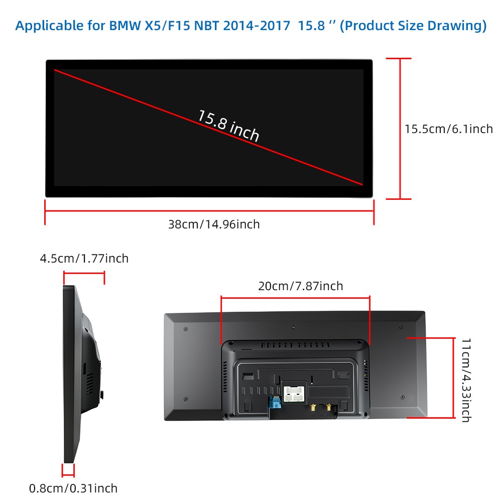 15.8″ Android 15.0 Radio Stereo GPS For BMW X5 X6 Apple Carplay With NBT System