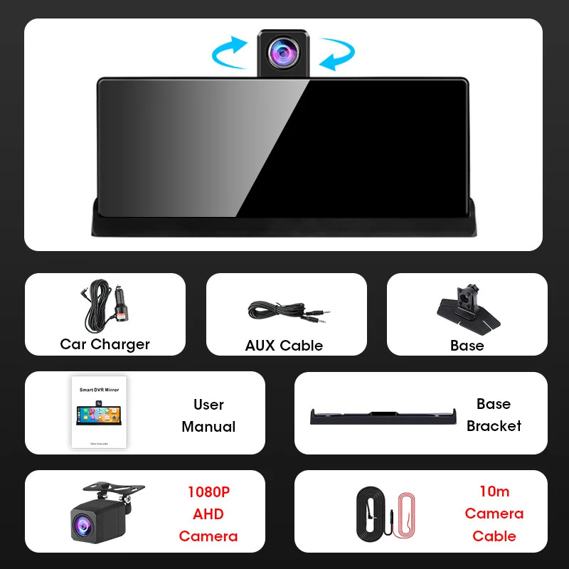 10.26 inch UHD Car DVR 4K Dashcam WirelessCarPlay/Android Auto 5G WiFi Dashboard