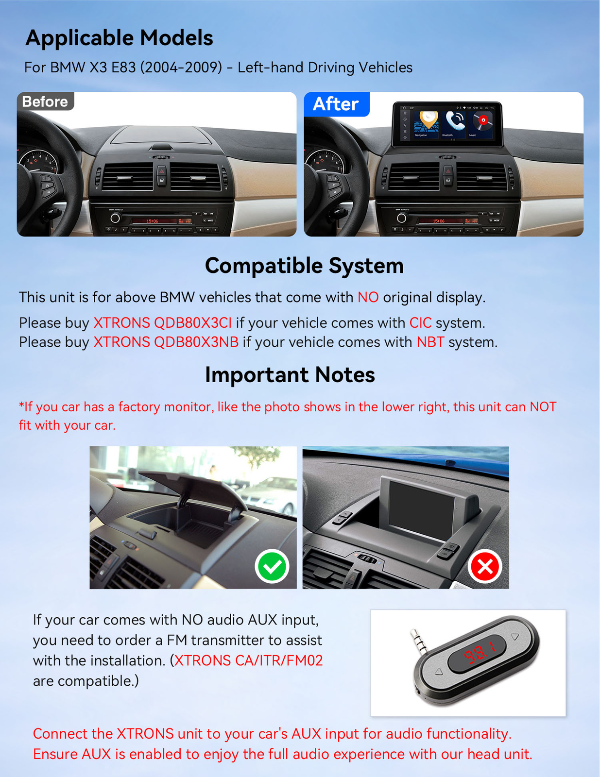 For BMW X3 E83 2004-09 10.25″ Android 14 Car GPS Nav Stereo 8Core 4+64GB CarPlay