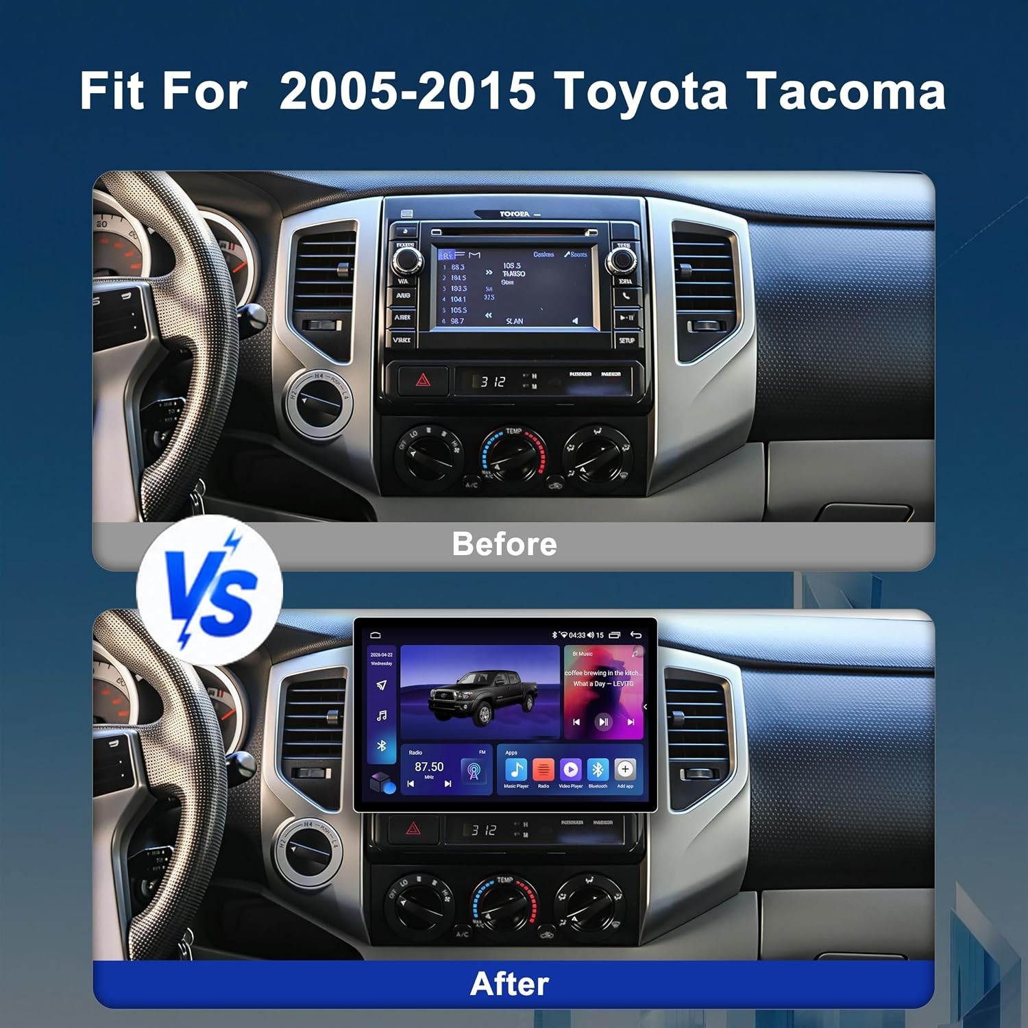 11.5 Inch 8 Core 4GB+64GB Car Radio Stereo for Toyota Tacoma 2005-2015 4811-2