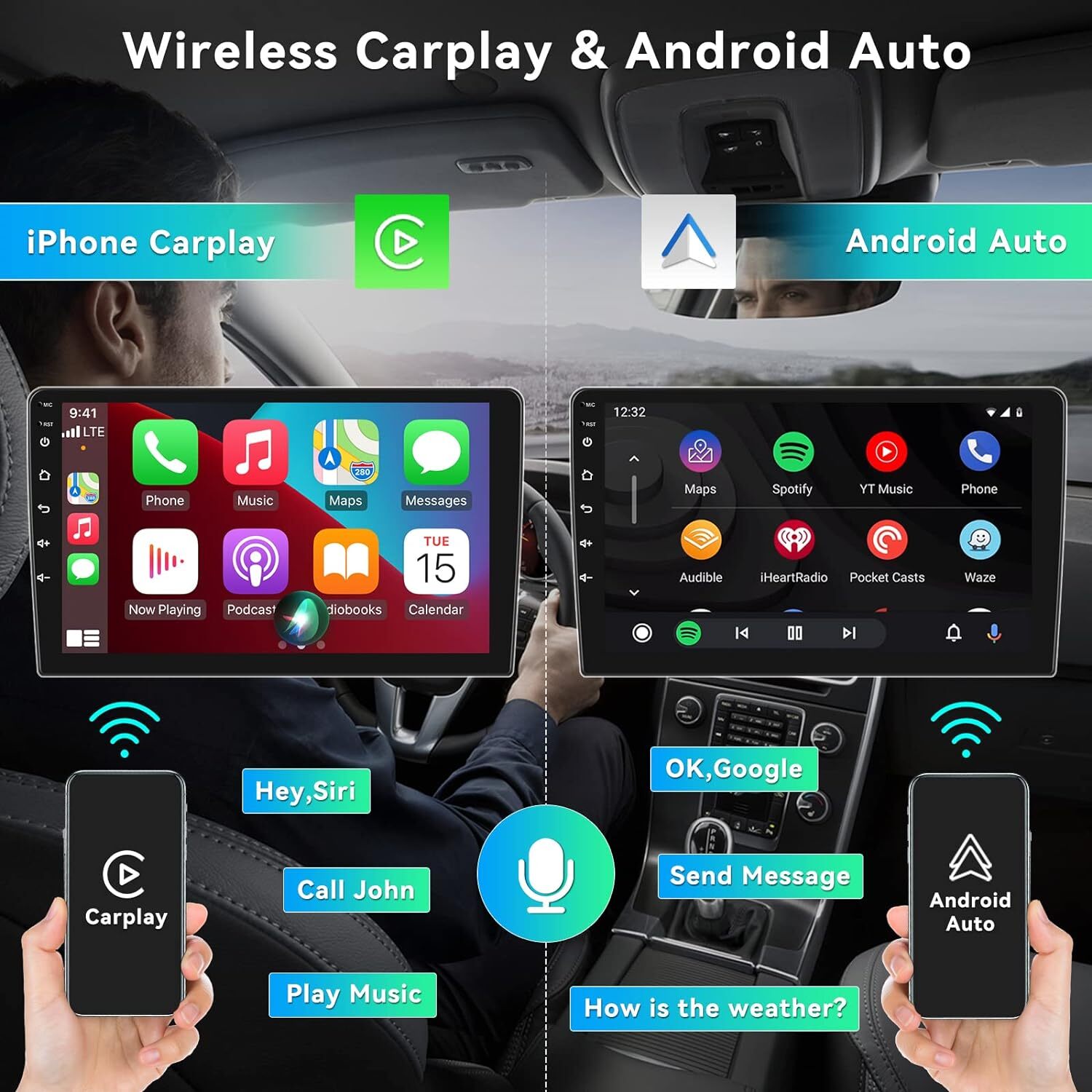 Wifi Apple Carplay Android 12 Car Stereo Radio GPS Navi For Ford F150 2009-2014