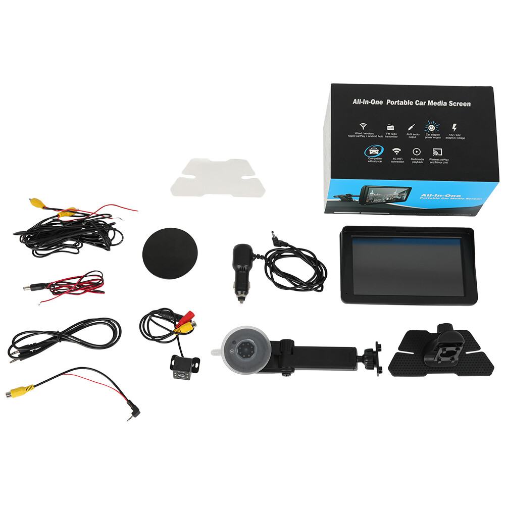 7″ Portable Carplay IOS/Android Auto Play Stereo FM Radio Touch Screen Bluetooth