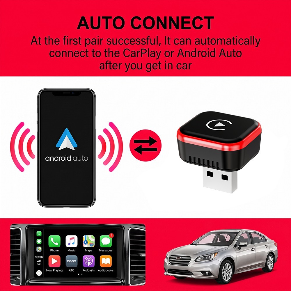 TrolinkTek 2-in-1 Wireless USB CarPlay Adapter / Android auto for Apple&Android