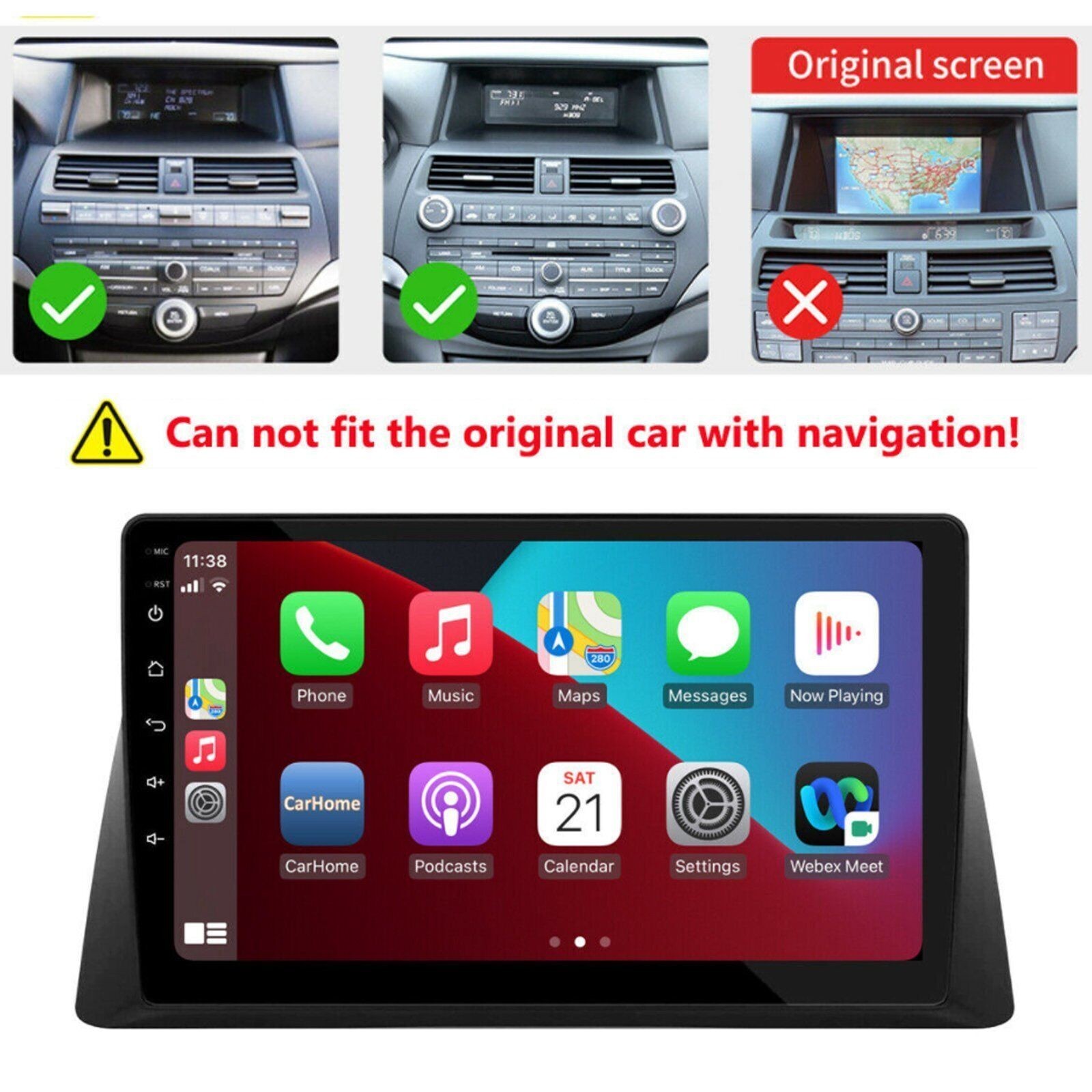 For 2008-2012 Honda 8th Accord CarPlay Android 13 Car Radio Stereo FM RDS