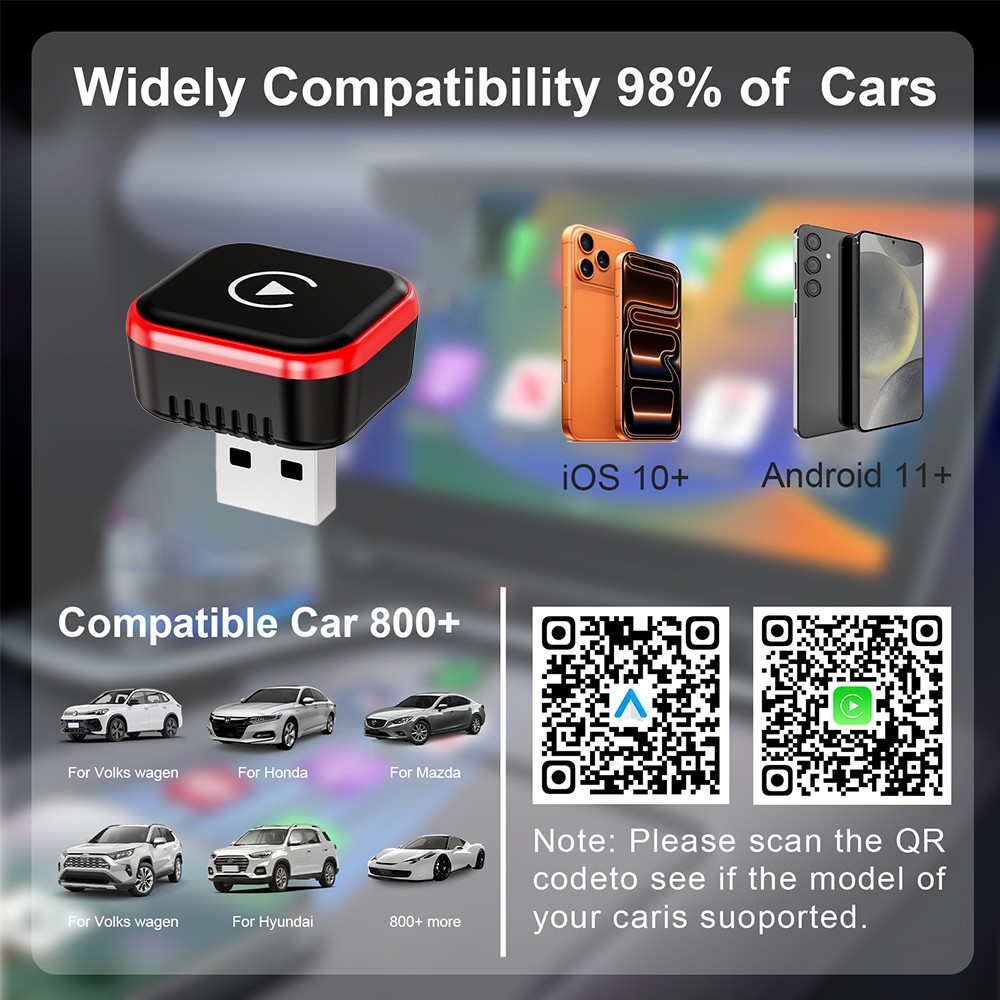 TrolinkTek 2-in-1 Wireless USB CarPlay Adapter / Android auto for Apple&Android