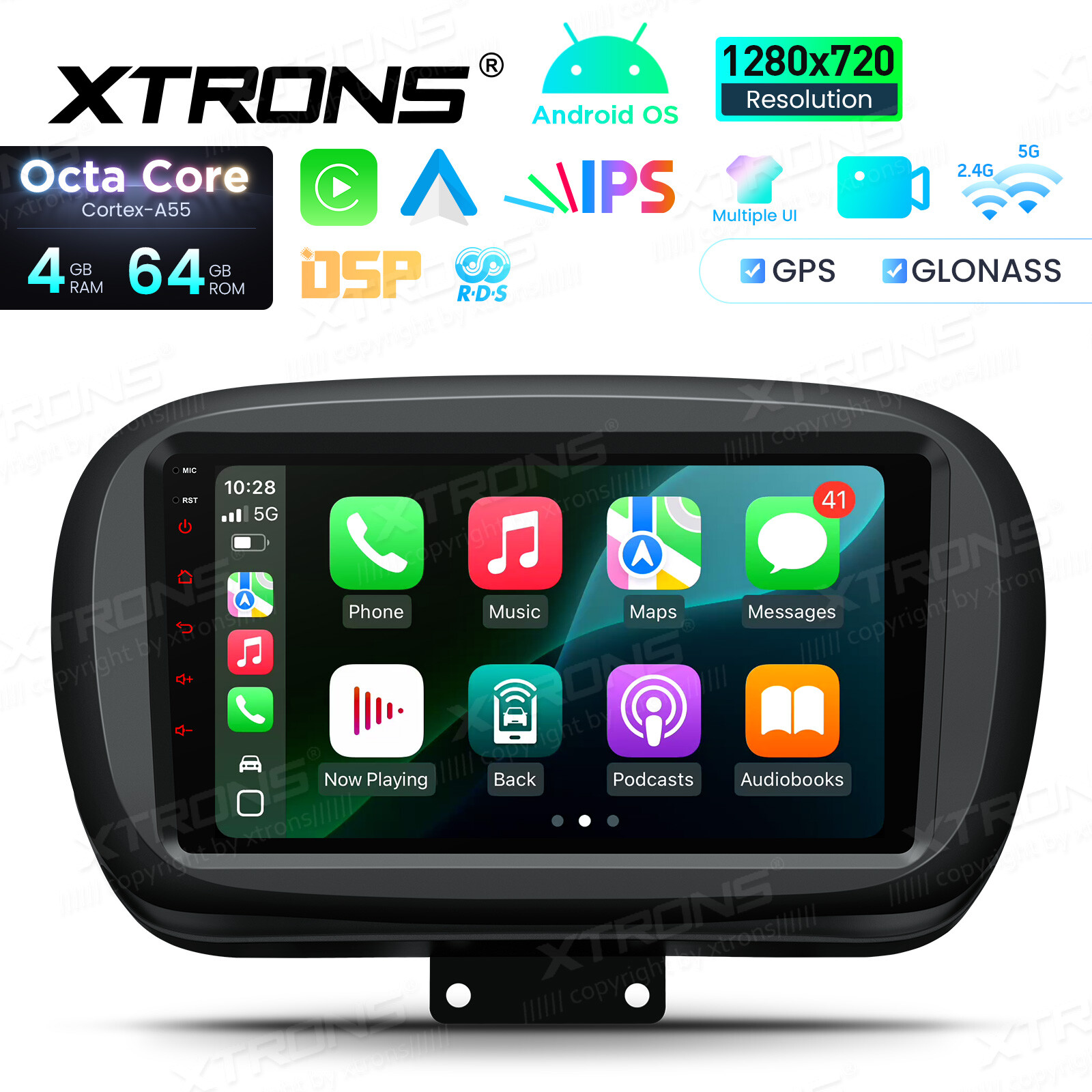 9″ Android 14 Octa Core 4+64GB CarPlay GPS Stereo Radio For Fiat 500X 2015-2020