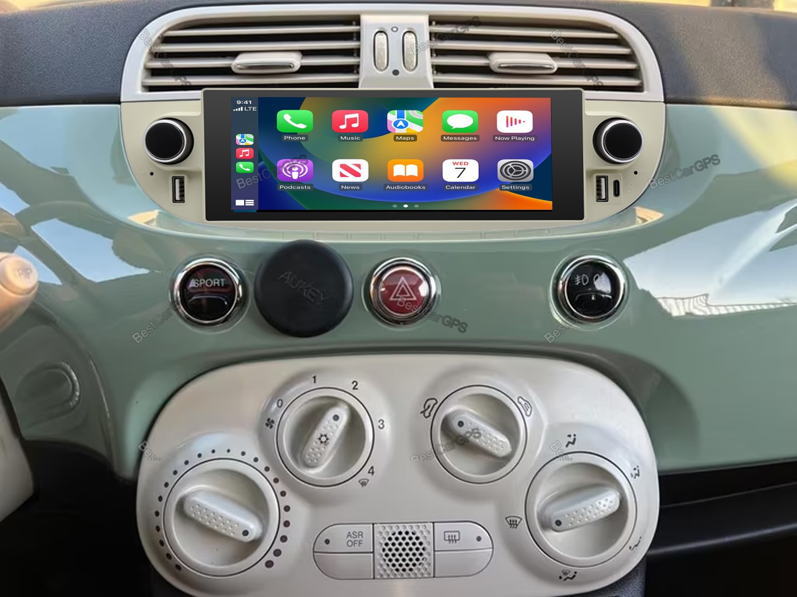 32G For Fiat 500 2009-2015 Carplay Android 15 Car Stereo Radio GPS Navi BT +CAM
