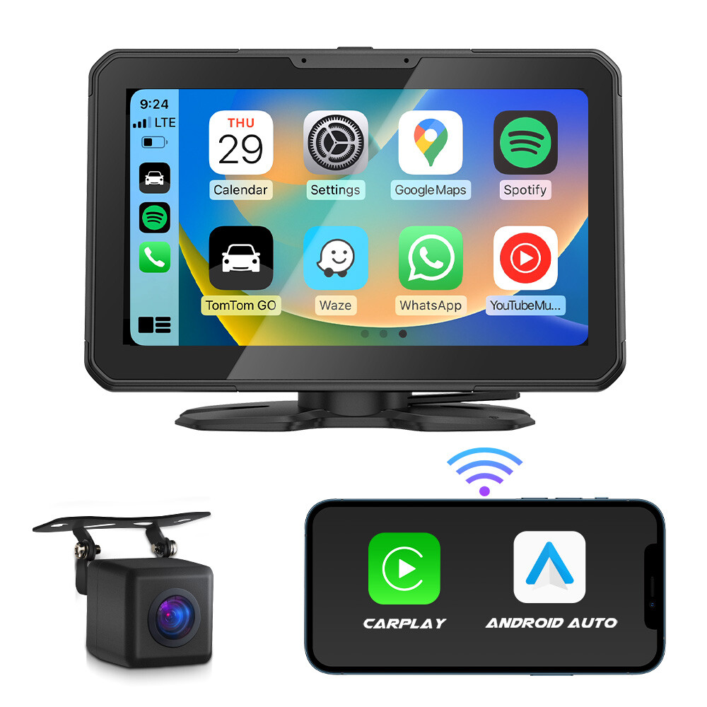 On Dash 7″ IPS Portable Wireless CarPlay Android Auto Car Stereo Radio Bluetooth