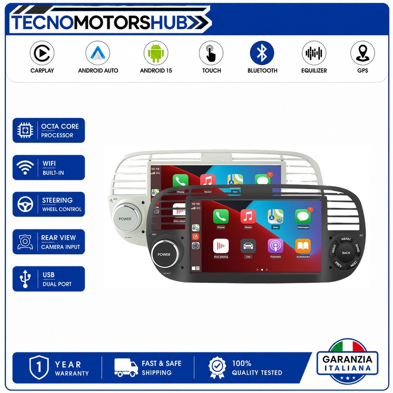 Android Car Stereo 6+128G for Fiat 500 Abarth 2007-2015 CARPLAY ANDROID CAR GPS