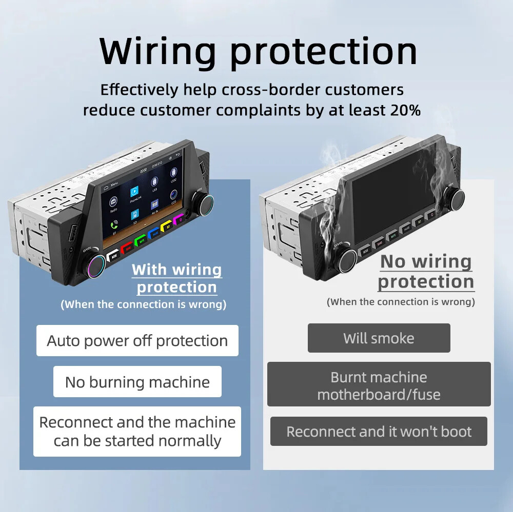 1Din 6.86 Inch Car Radio with Wireless Carplay Android Auto BT MP5 Multimedia