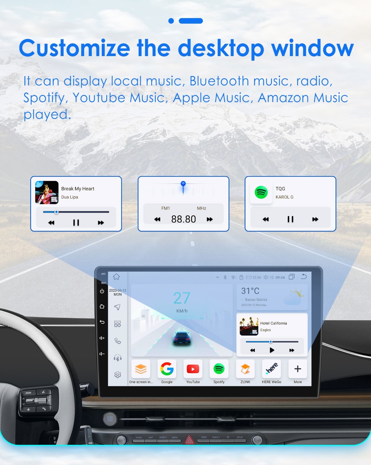 For Toyota 4Runner 2009-2019 9″Android12 Car Stereo Radio GPS Head Unit CarPlay