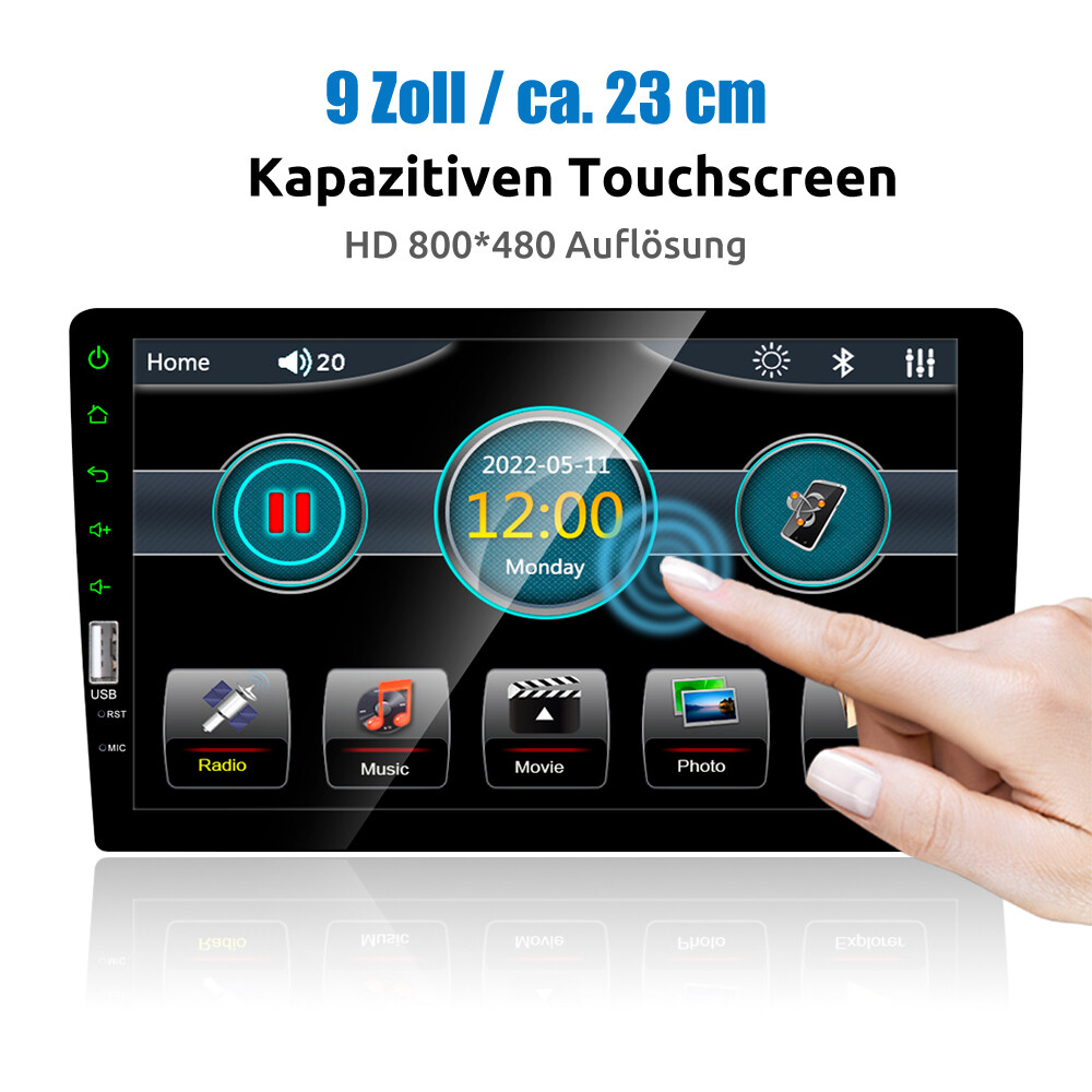 Essgoo Car Stereo 1 Din With 9 Inch Screen FM Bluetooth Mirror Link USB Camera