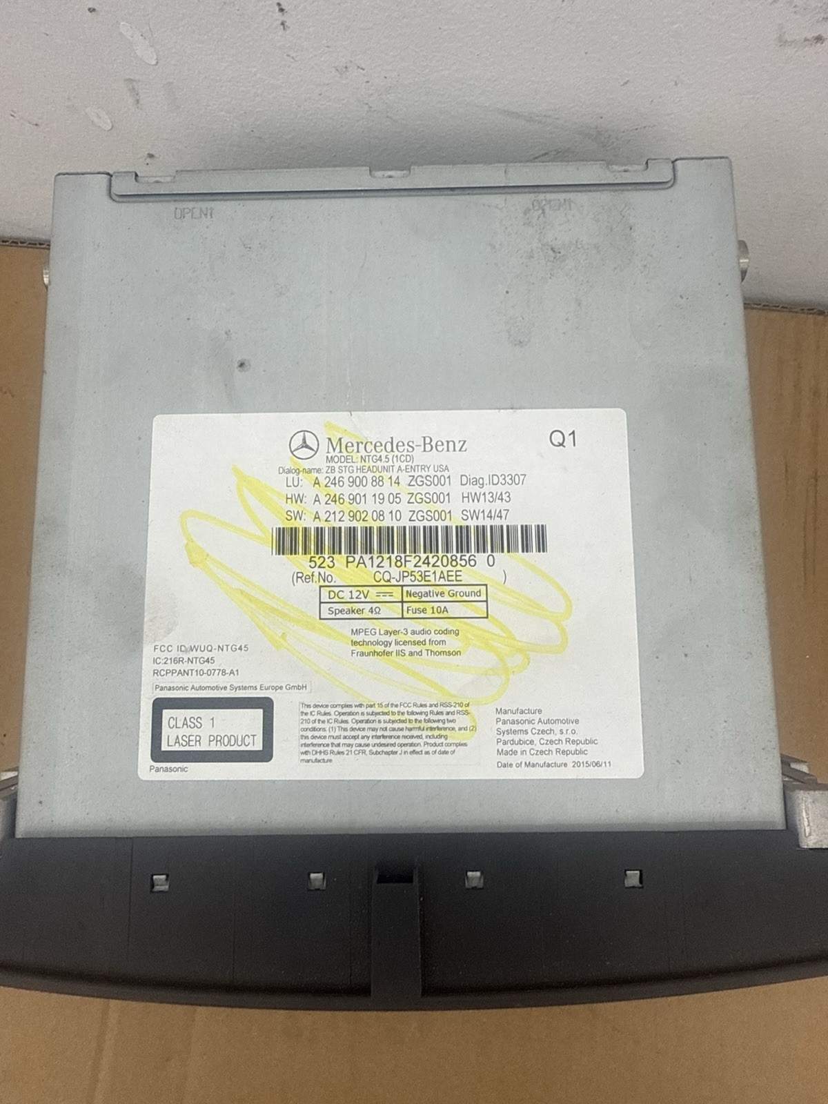 Audio Equipment Radio 156 Type Radio Fits 2015 MERCEDES GLA250 OEM #25505