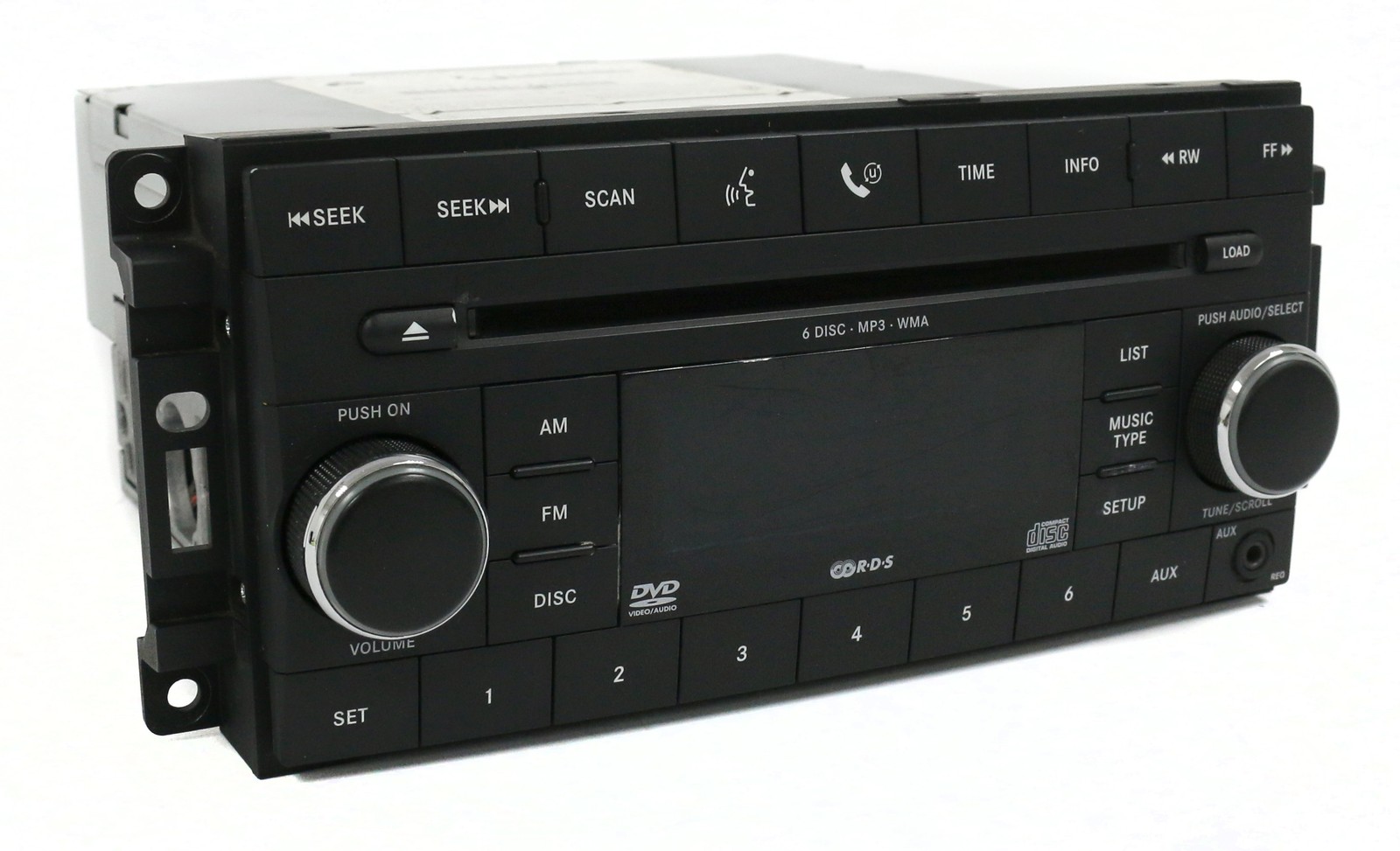 2008-2011 Dodge Dakota AM FM 6 Disc CD DVD Player w Aux Part 05064923AE Face REQ