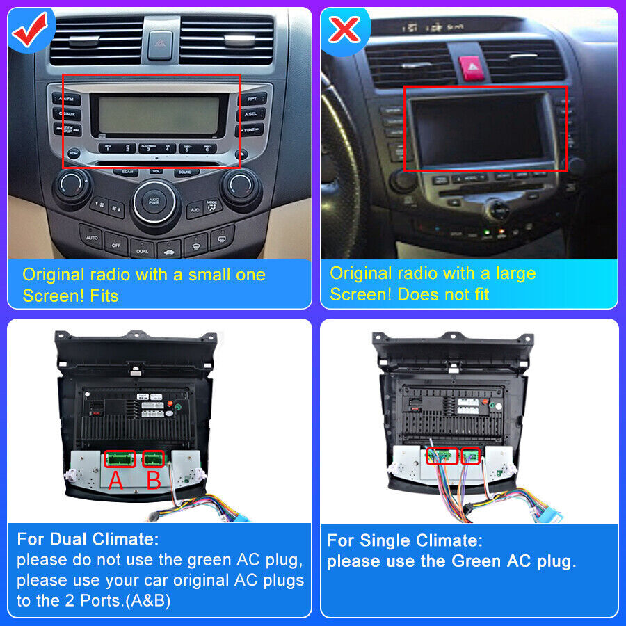 4+64GB Android 15 Car GPS Stereo Radio For Honda Accord 2003 2004 2005 2006 2007