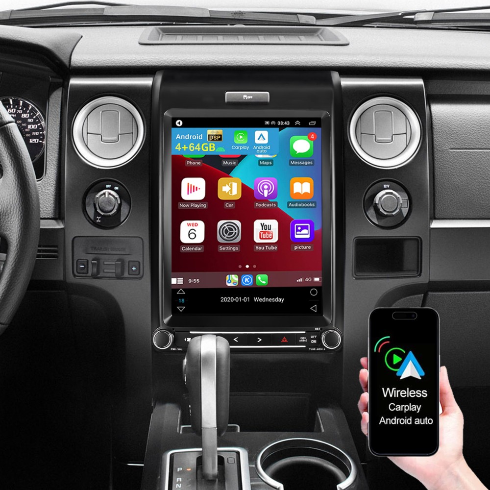 For Ford F150 2013 2014 12.1″ Android 13 Apple CarPlay Radio Stereo GPS 6+128GB