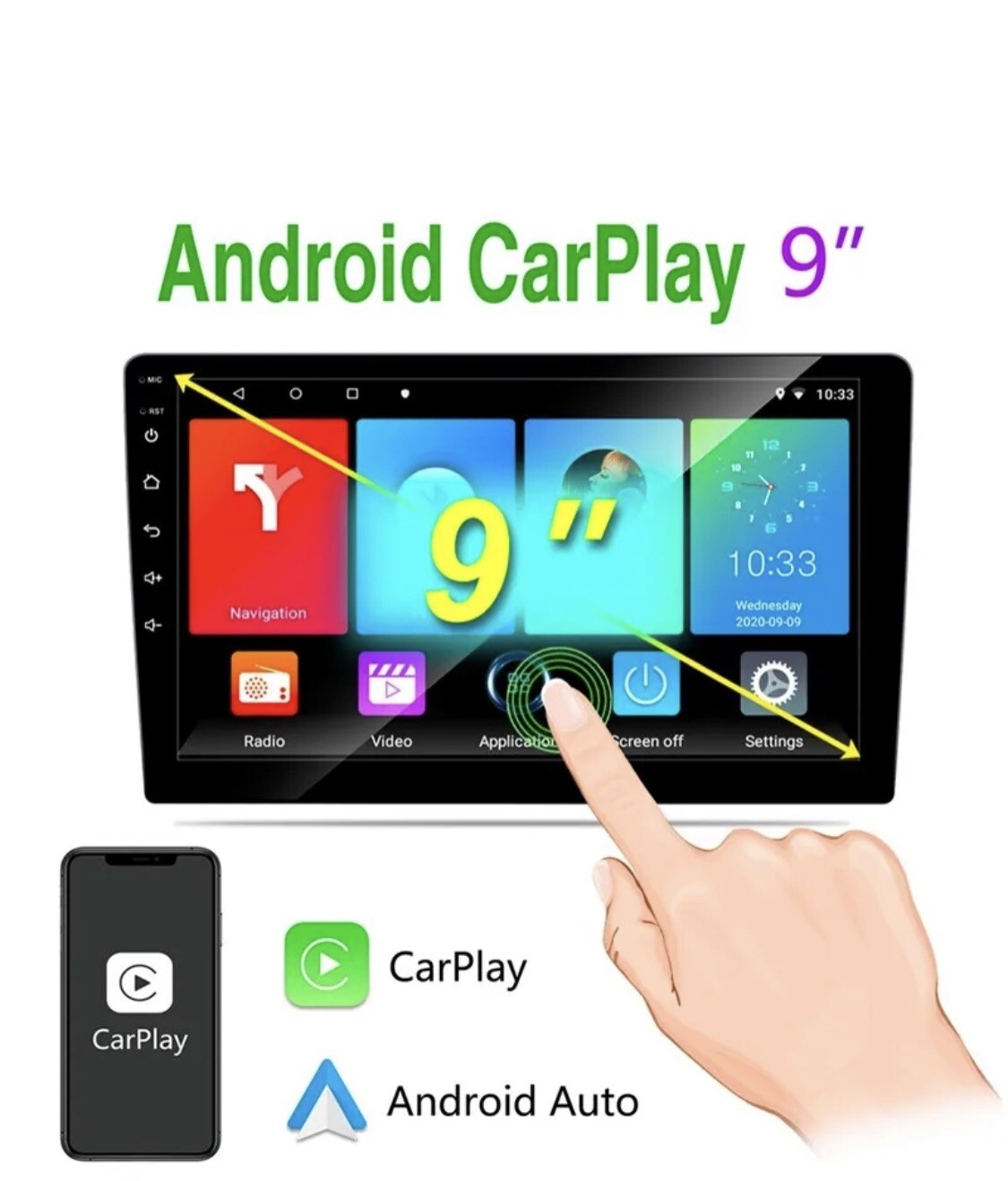 9 Inch Android 2 DIN Car Radio GPS Multimedia Player Support Carplay Univer P5V5