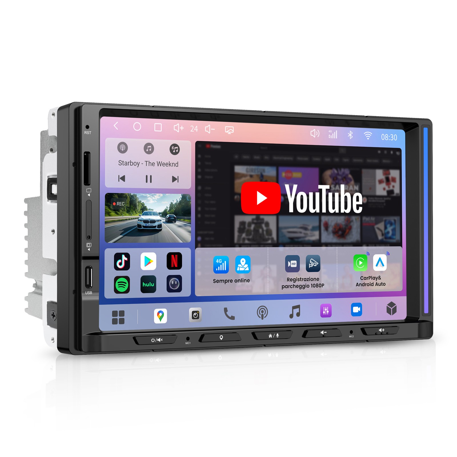 ATOTO S8 Gen4 4G+64G 2 Din Car Stereo GPS Play 4G LTE Android Radio 7″ LED Bar