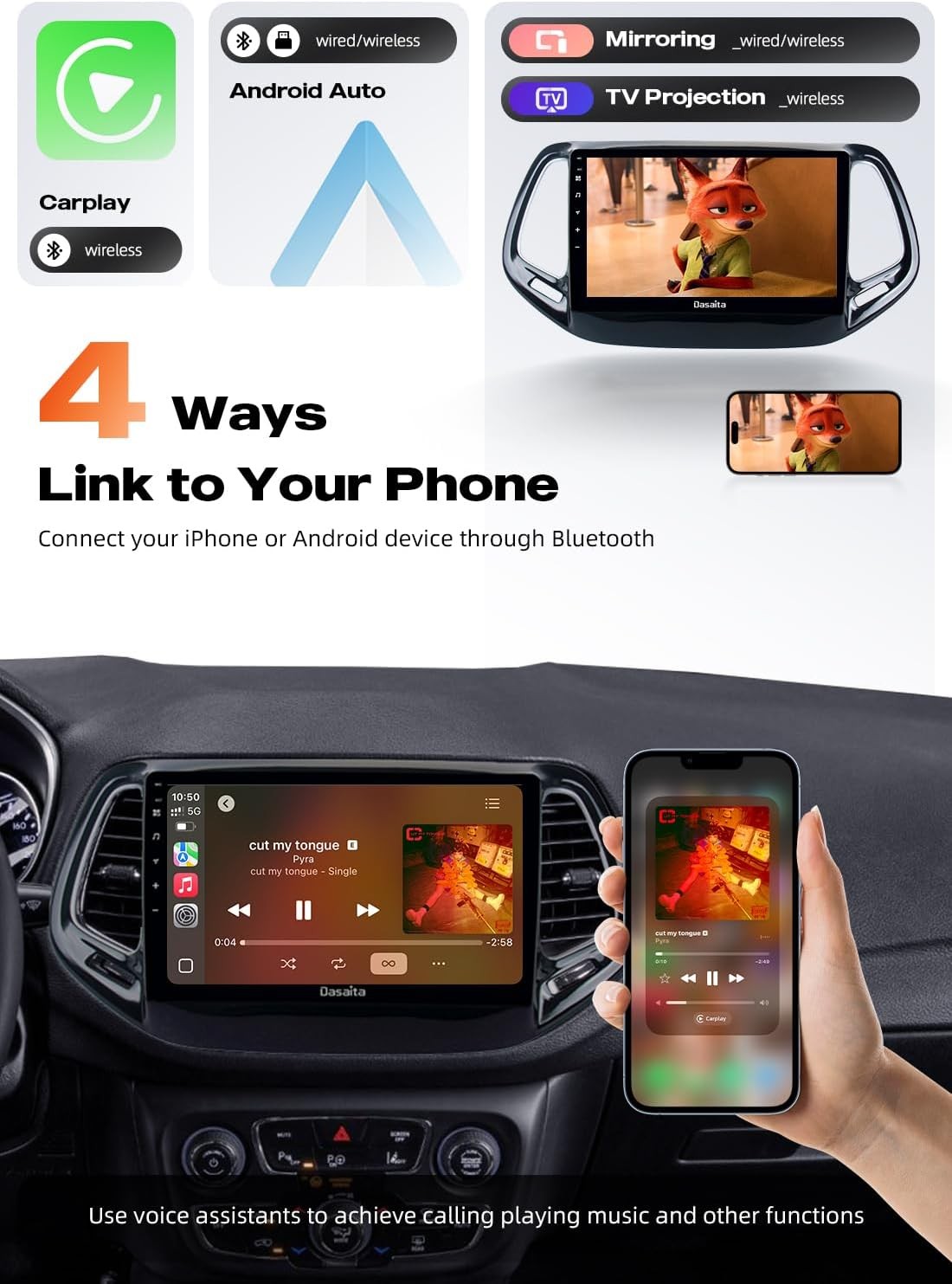 Dasaita 10.2″ Car Stereo Jeep Compass 2017-2020 CarPlay Android Auto Head units