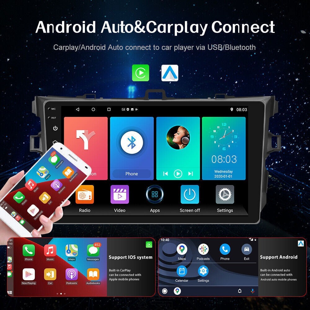 Car Radio Stereo Carplay For 2009-2013 Toyota Corolla Media FM