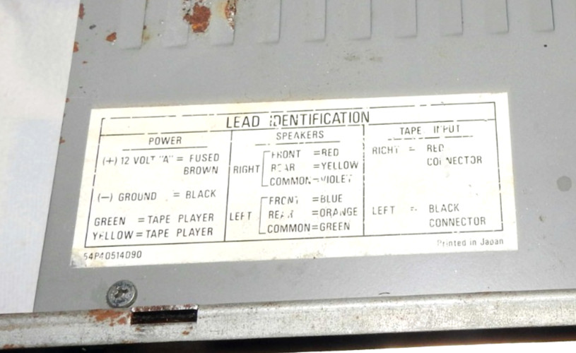 MOTOROLA Car Radio for Unknown Make, Model or Year of Car Part No. 54P40514D44