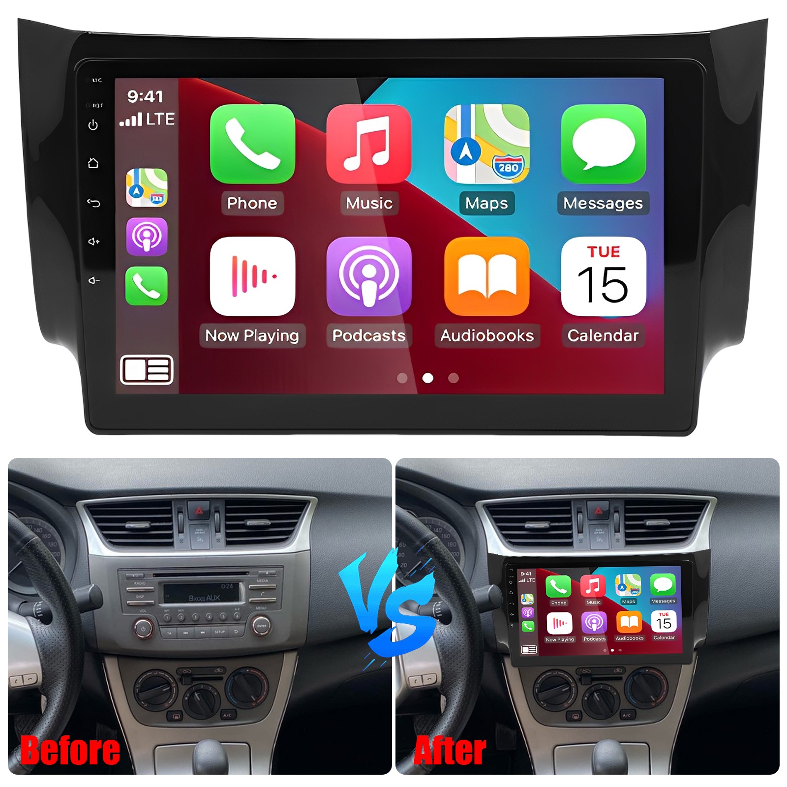 Apple Carplay For Nissan Sentra 2013-2018 Car Radio Stereo Android 13 GPS Navi