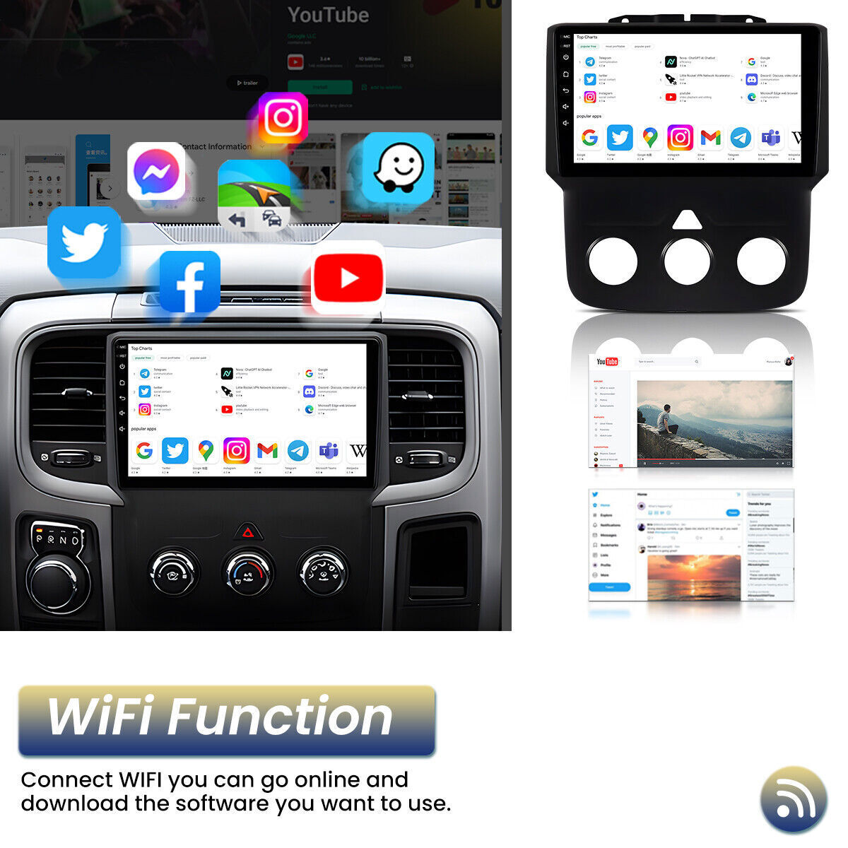 ANDROID 15.0 CARPLAY FOR 2014-2018 DODGE RAM 1500 2500 3500 CAR STEREO RADIO GPS