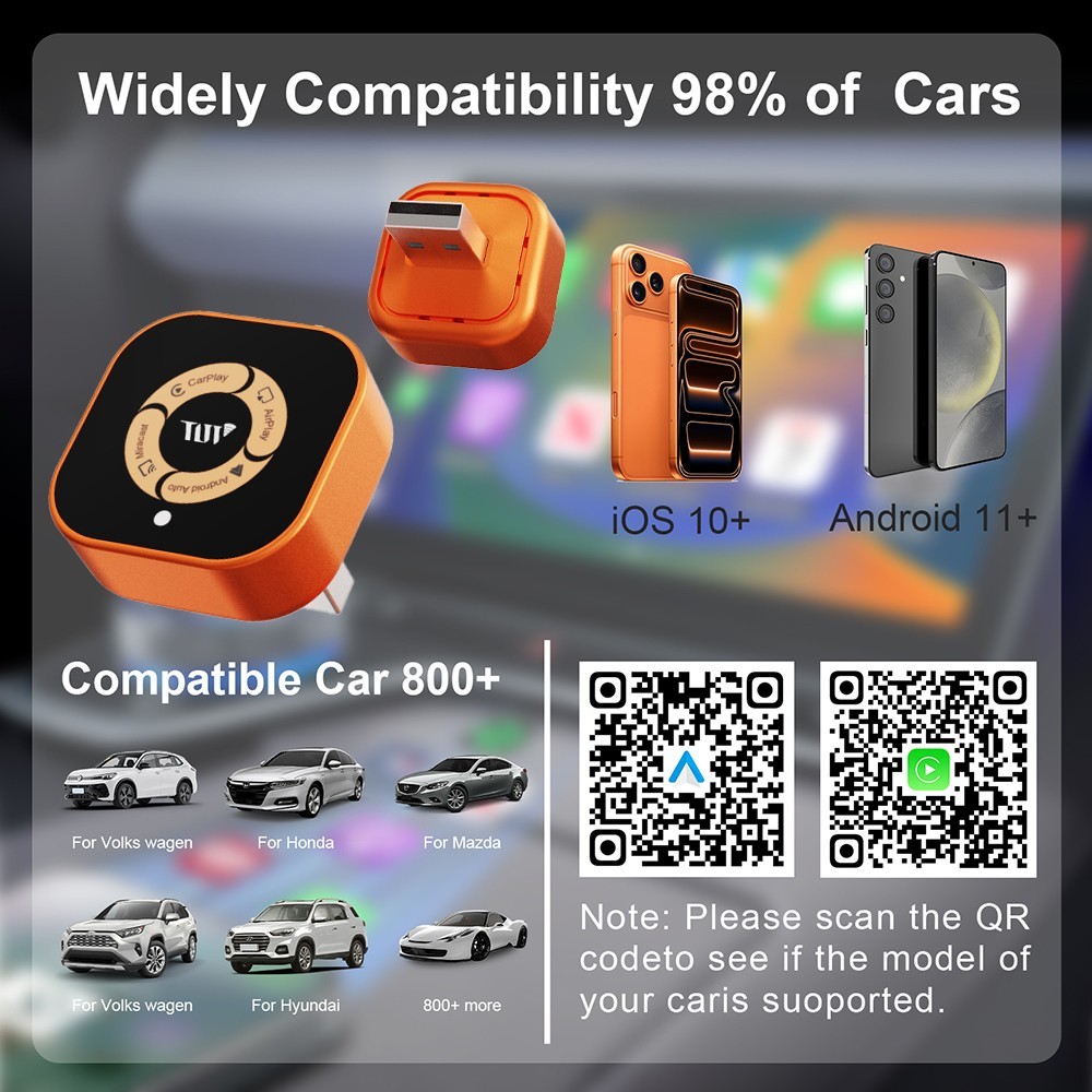 4 in 1 Wireless CarPlay Adapter for Apple iPhone/Android Auto/AirPlay/Miracast