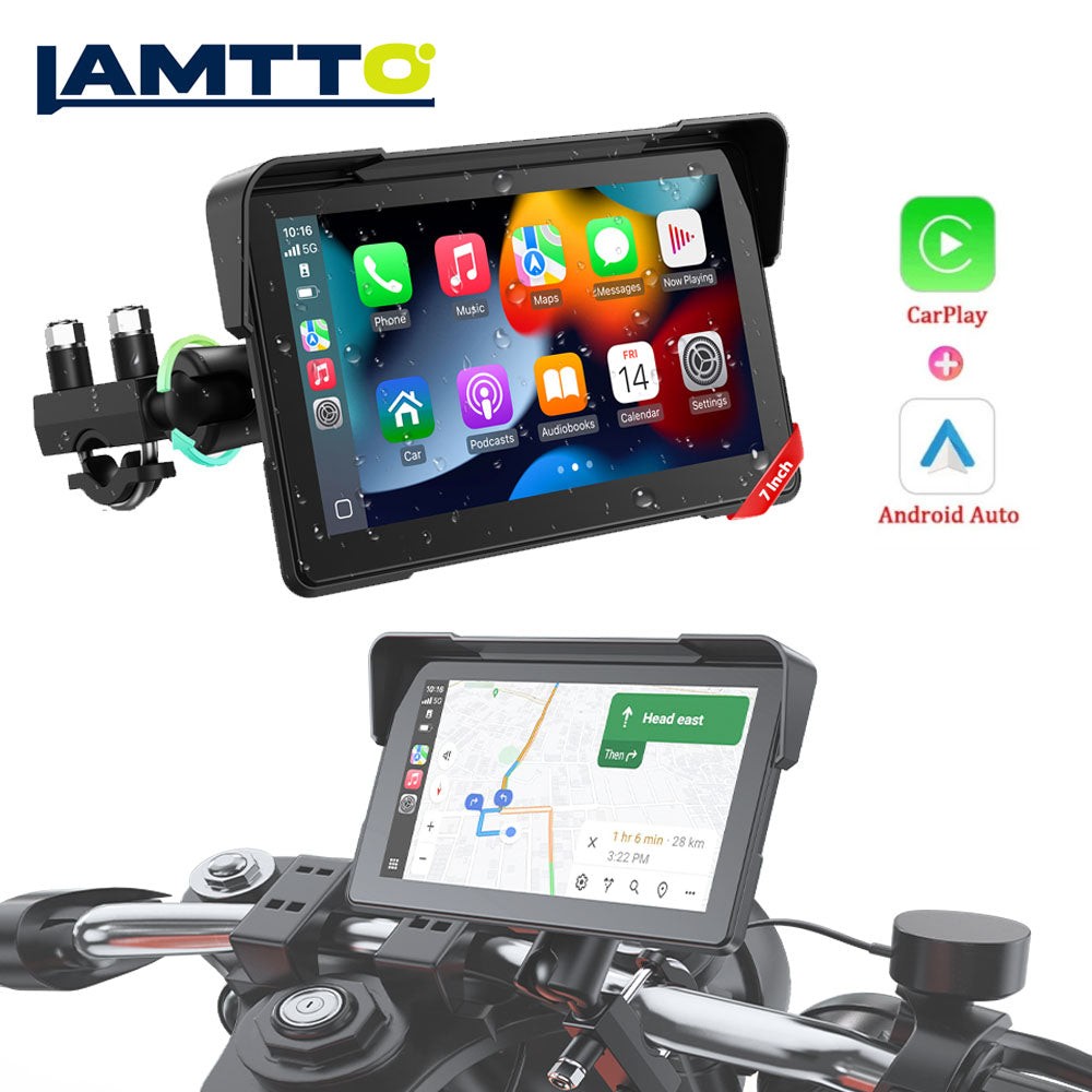 7″ Wireless CarPlay Android Auto Portable Screen Waterproof Motorcycle Navigator