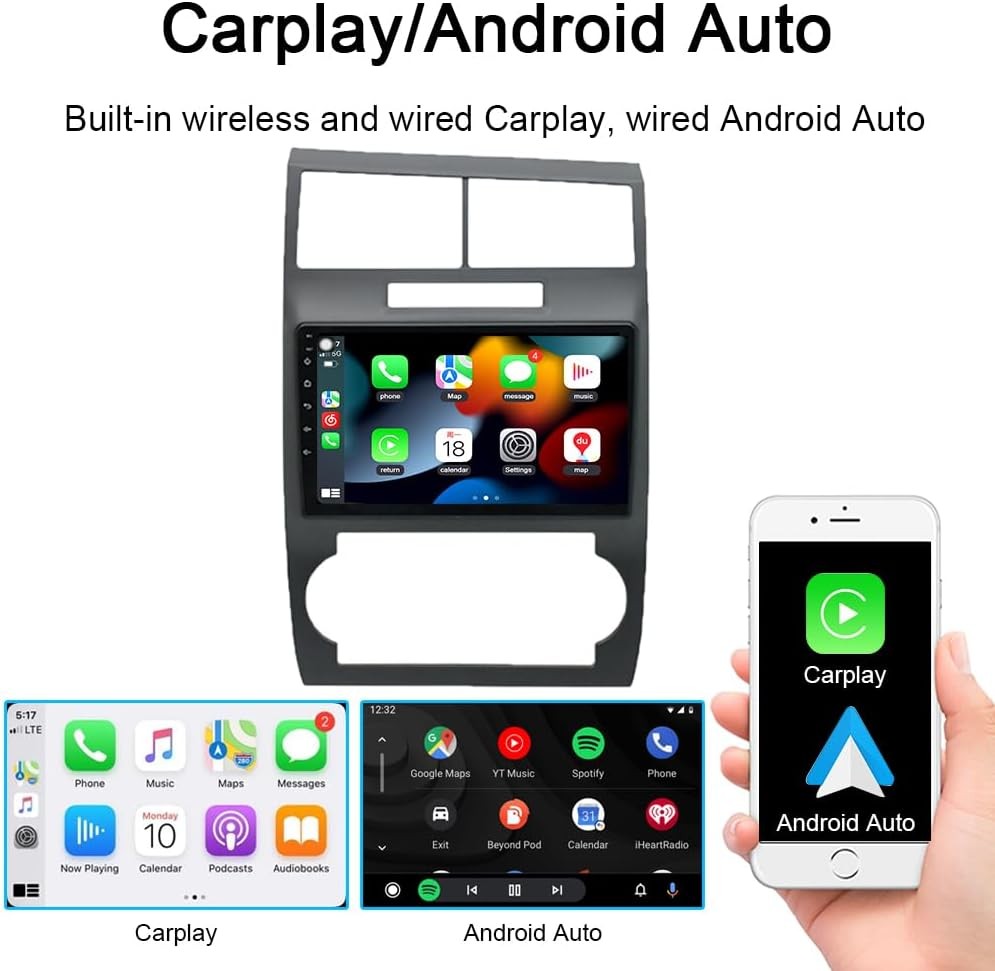 4+64G Android15 CarPlay Stereo Radio GPS For Dodge Charger Magnum 2005 2006 2007