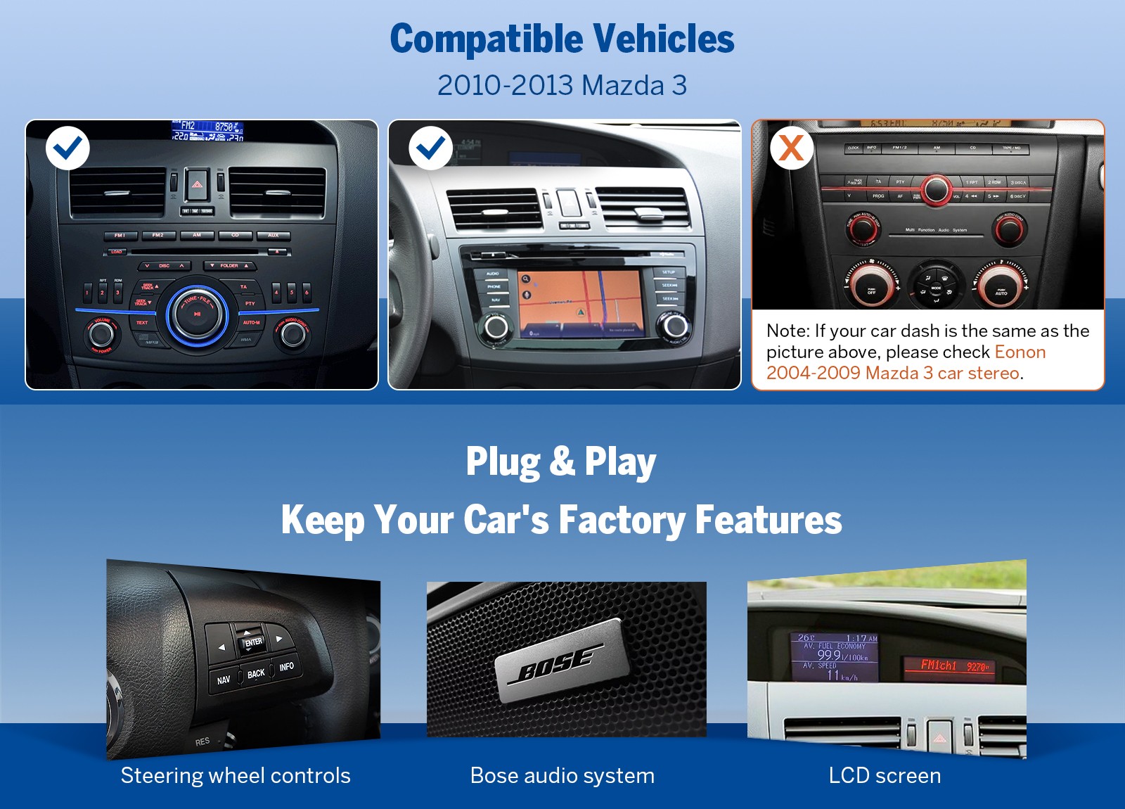 QLED 6+64 9″ Android Auto Car Stereo CarPlay GPS WiFi for MazdaSpeed 3 2011 2012