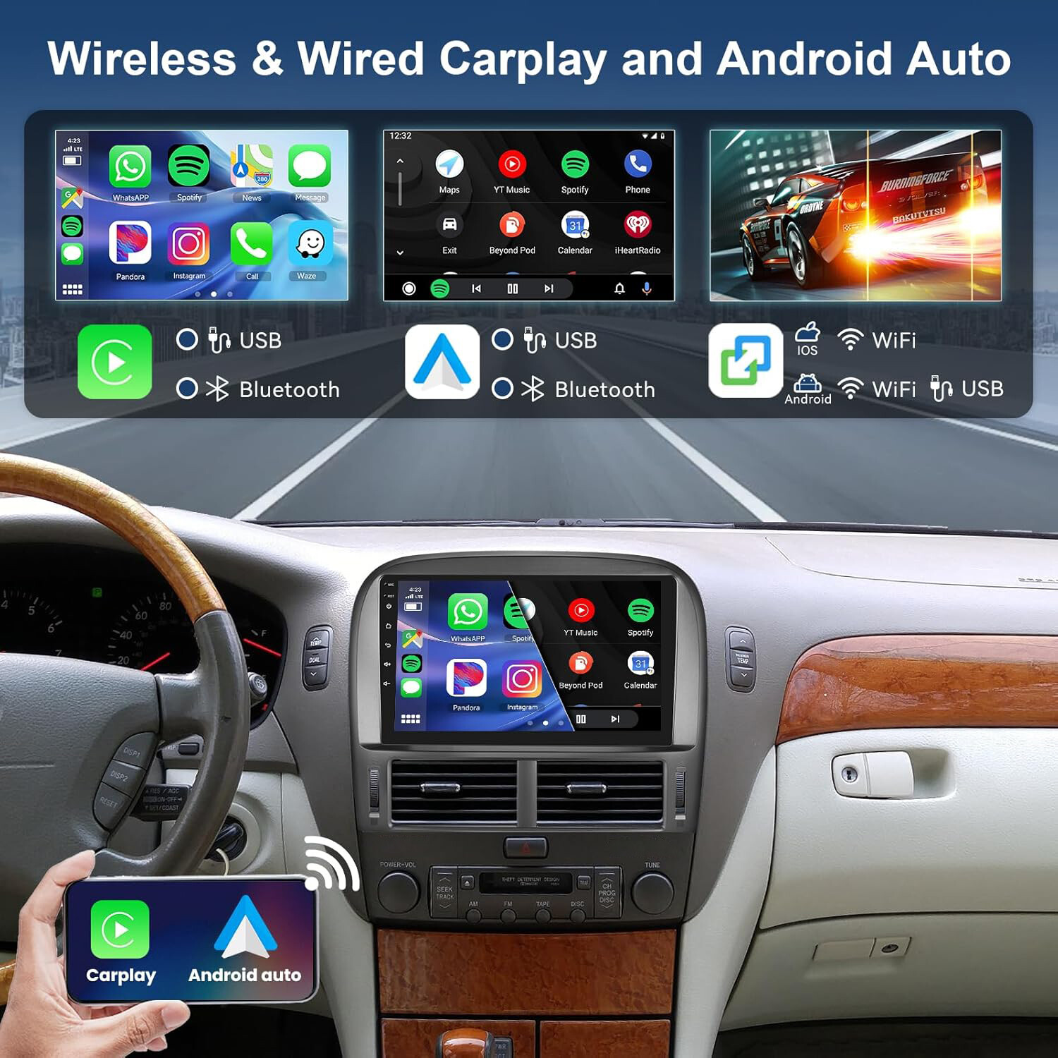 For 2001-2006 Lexus LS430 Carplay Car Radio Stereo Android 13 GPS NAVI WiFi +CAM