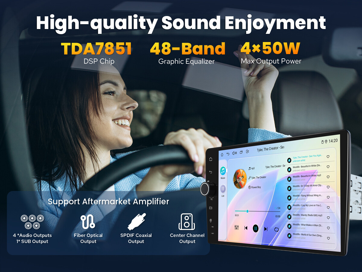 9 Inch Single Din Touch Screen Carplay Universal Android 13 Car Radio with Knob