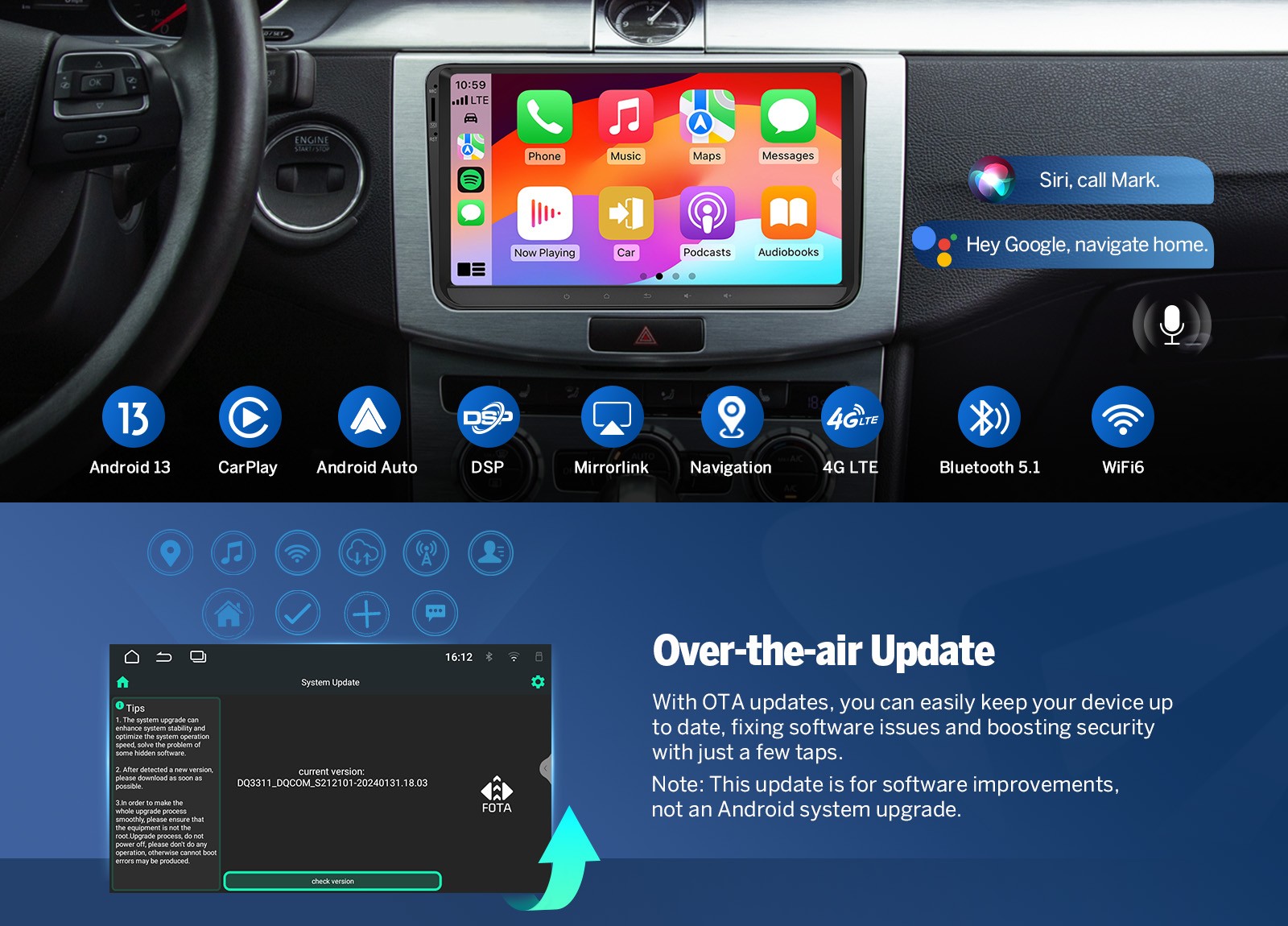 CAM+For VW Volkswagen Jetta Passat Android 12 8Core Car Stereo Radio GPS CarPlay