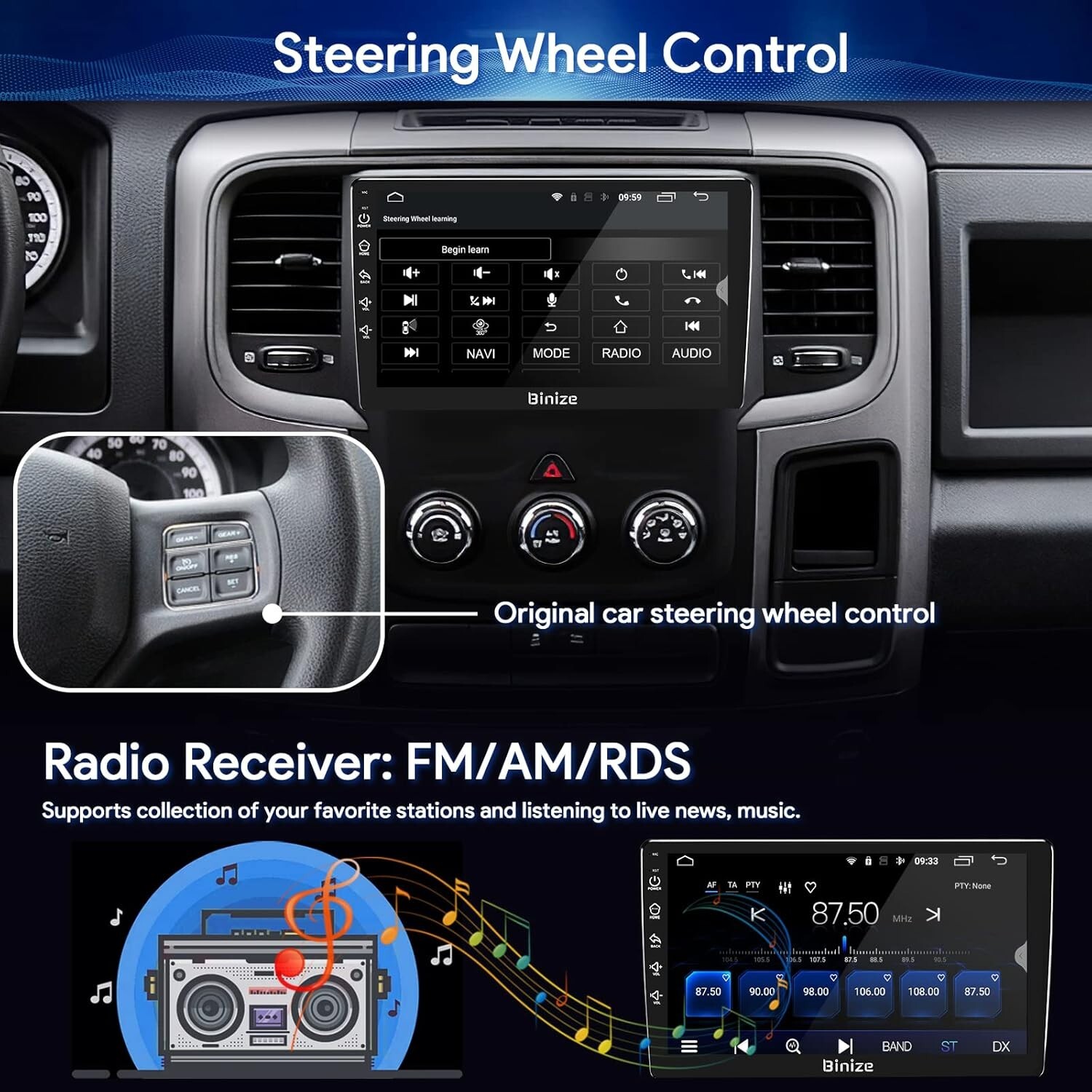 Android 13 Car Radio Stereo For Dodge Ram 1/2/3500 Radio 2013-18 NV Head Un