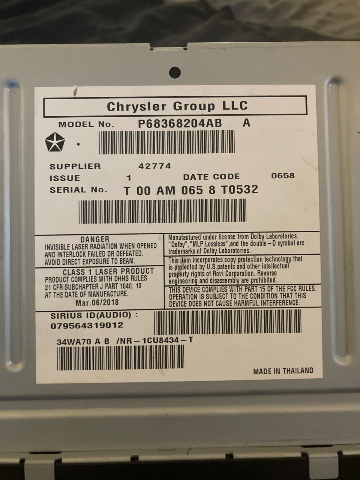 2015 2017 Chrysler Jeep Dodge AM FM OEM Radio CD Stereo
