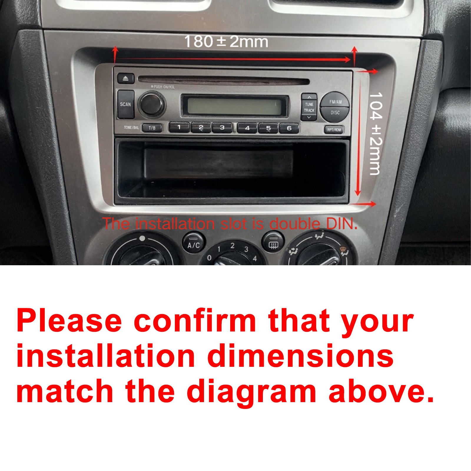 Double 2 DIN Carplay Stereo 6.2″ CD DVD Player FM AM Radio USB AUX-in TF Camera